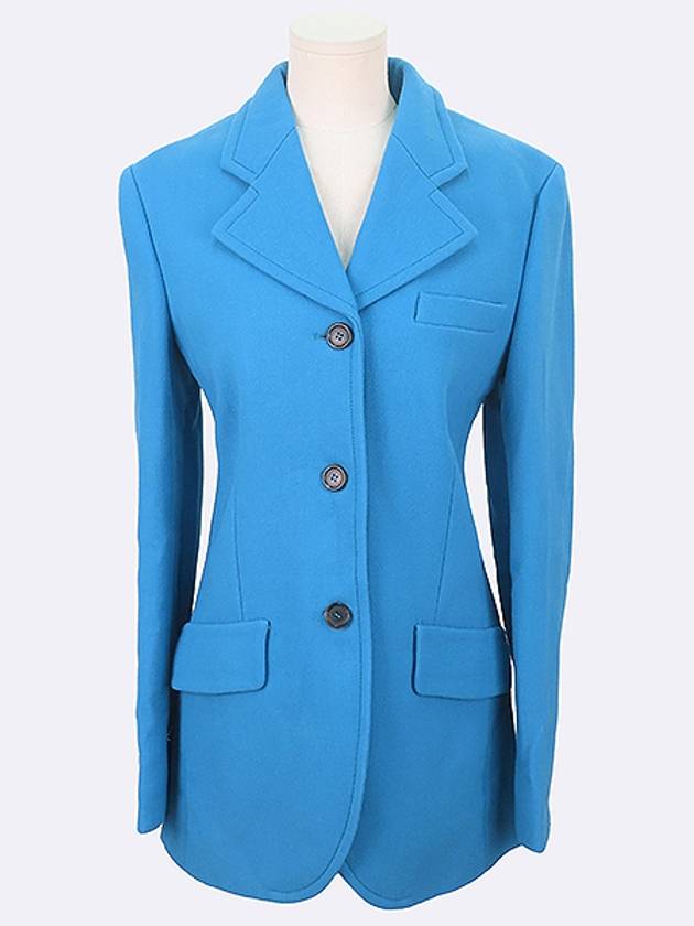 Blue green color three button women s jacket - MIU MIU - BALAAN 1