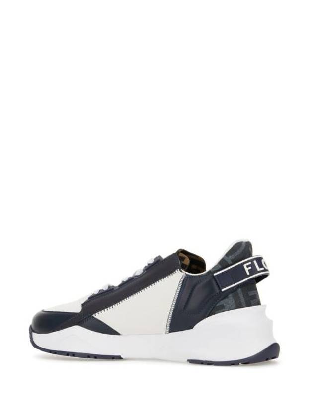 Flow FF Jacquard Leather Running Low Top Sneakers Blue - FENDI - BALAAN 4