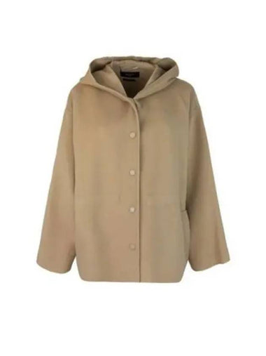 Gennaio Hooded Wool Single Coat Beige - MAX MARA - BALAAN 1