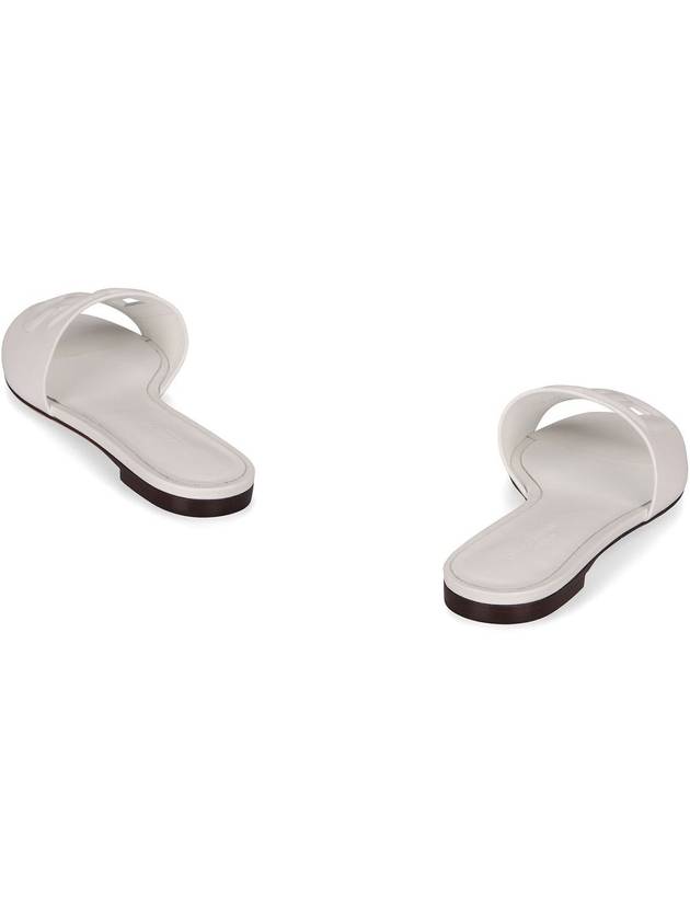 DG Logo Leather Flat Slippers White - DOLCE&GABBANA - BALAAN 5