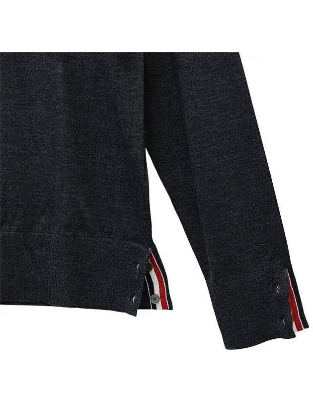 4 Bar Armband Classic Merino Wool Knit Top Dark Grey - THOM BROWNE - BALAAN 6