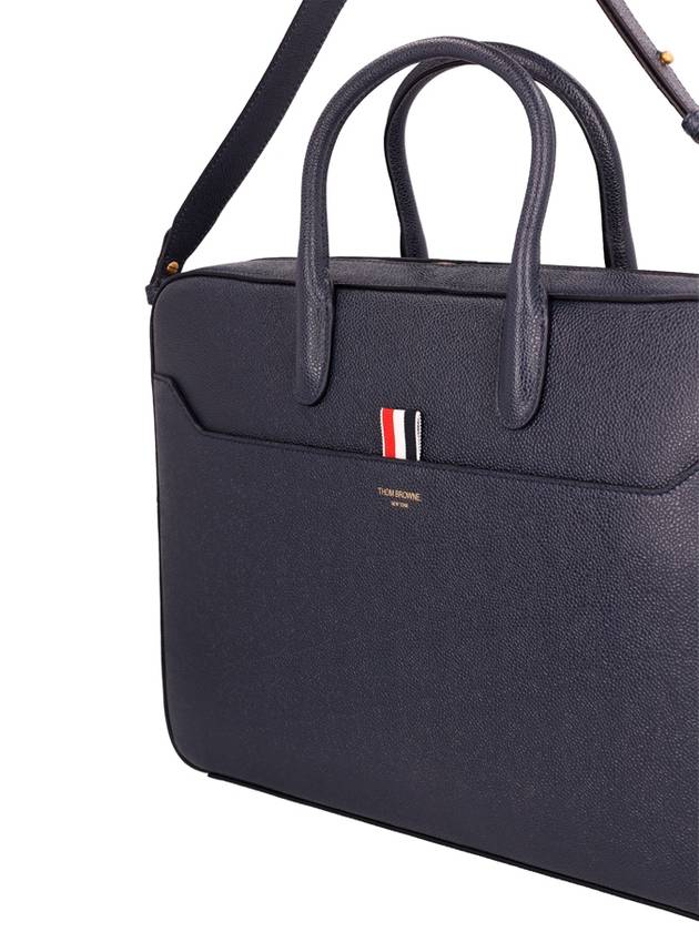 Pebble Grain Leather Brief Case Navy - THOM BROWNE - BALAAN 4