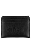 Sense Embroidered Logo Calfskin Card Wallet Black - CHLOE - BALAAN 2