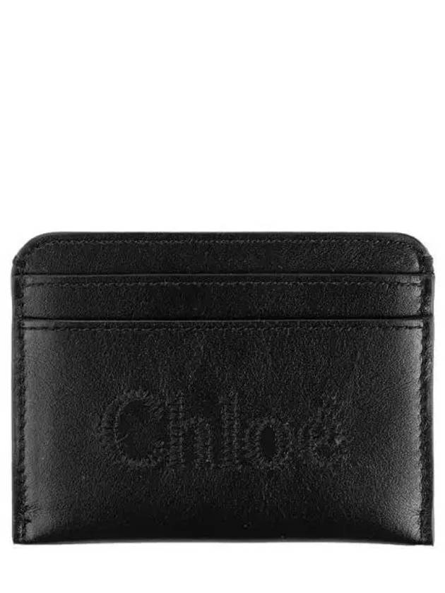 Sense Embroidered Logo Calfskin Card Wallet Black - CHLOE - BALAAN 2