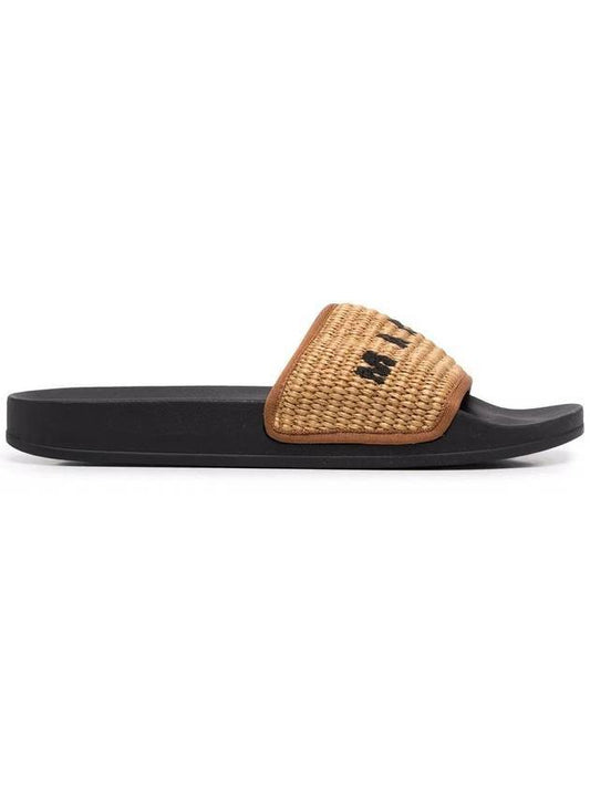 Logo Woven Slippers Beige - MARNI - BALAAN 1