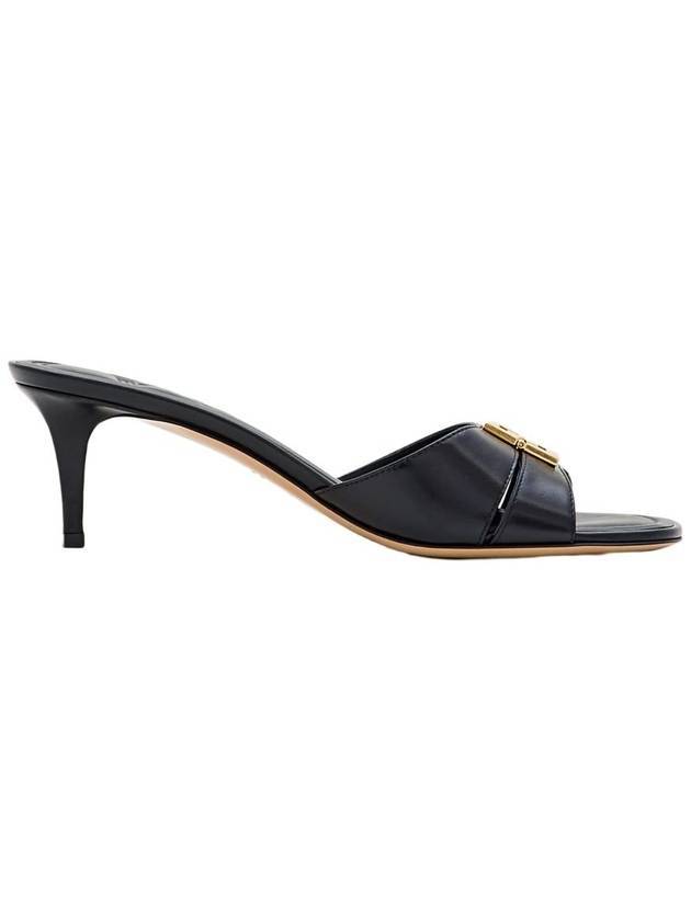 Fold Leather Medium Sandal Heels Black - FENDI - BALAAN 1