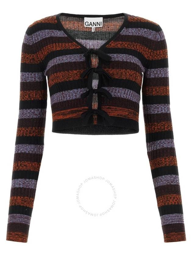 Striped Merino Rib Crop Cardigan - GANNI - BALAAN 2