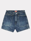 Women's Denim Cotton Shorts Dark Stone - KENZO - BALAAN 4