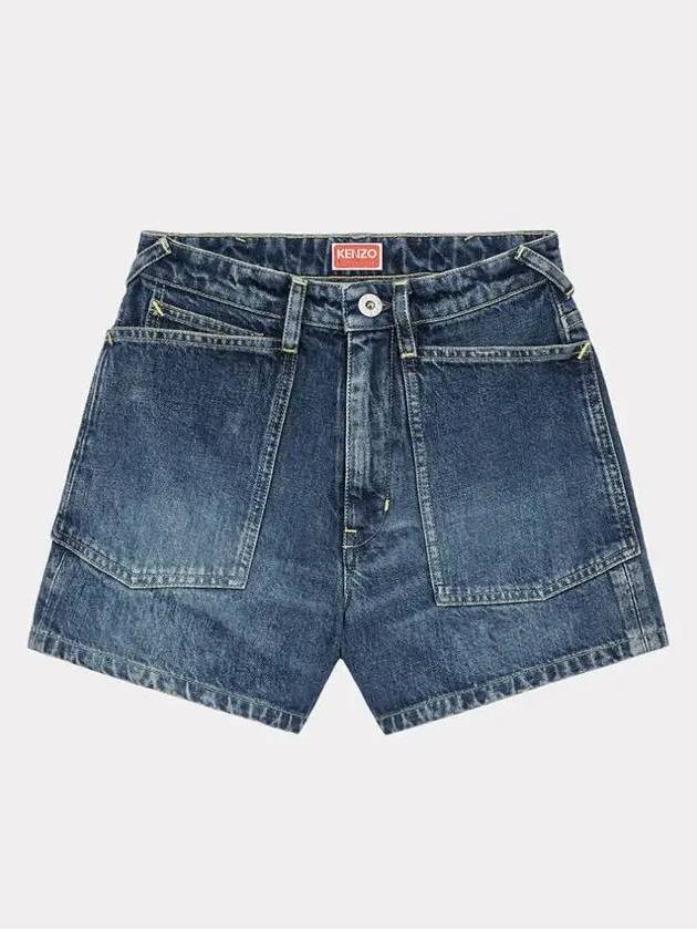 Women s Dark Stone Denim Short Pants FD52DS2246B2 DD - KENZO - BALAAN 3