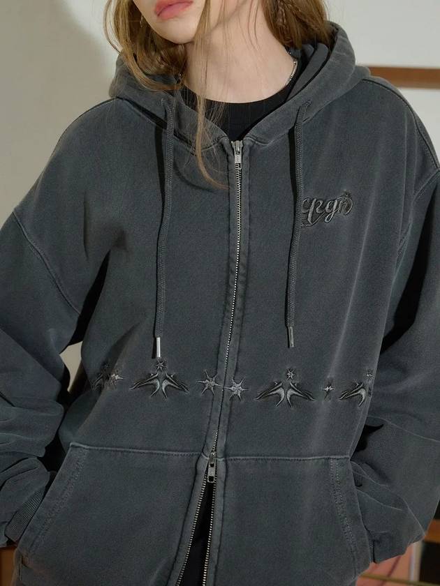 2 WAY Peak Star Pigment Hood Zip-Up Smoke Black - CPGN STUDIO - BALAAN 2