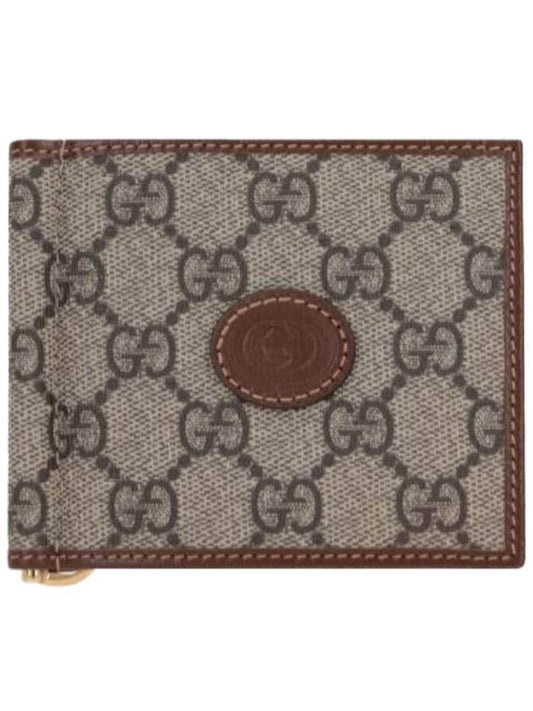 GG Supreme Interlocking Money Clip Half Wallet Brown - GUCCI - BALAAN 2