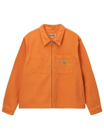 Washed Canvas Zipper Shirt Zip-Up Jacket Orange - STUSSY - BALAAN 2