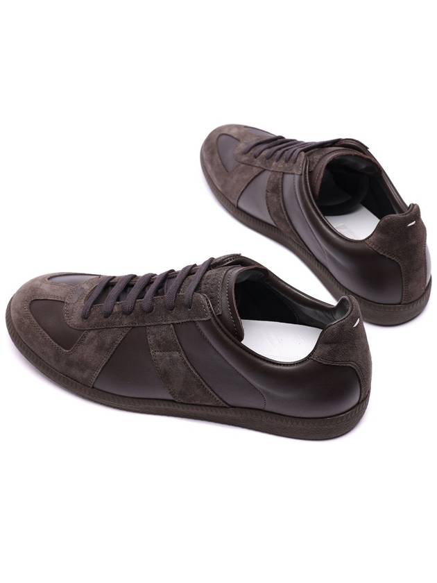 Men's Replica Leather Suede Low Top Sneakers Dark Brown - MAISON MARGIELA - BALAAN 7