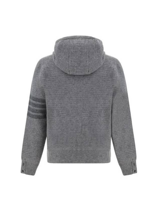 4 Bar Cashmere Lambswool Zip Up Hoodie Light Grey - THOM BROWNE - BALAAN 3