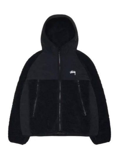 Sherpa Panel Hooded Jacket Black - STUSSY - BALAAN 2