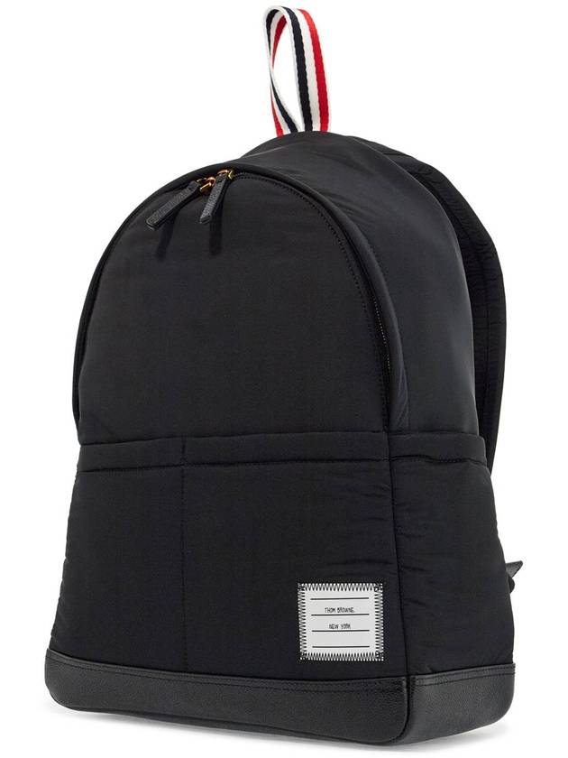 black multipocket backpack in polyester and leather with adjustable straps - THOM BROWNE - BALAAN 3