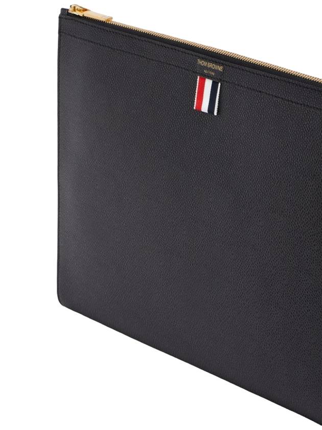 Three Stripes Tab Pebble Document Folio Clutch Bag Black - THOM BROWNE - BALAAN 4