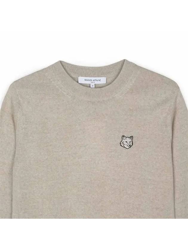 Bold Fox Head Wool Knit Top Light Beige Melange - MAISON KITSUNE - BALAAN 4