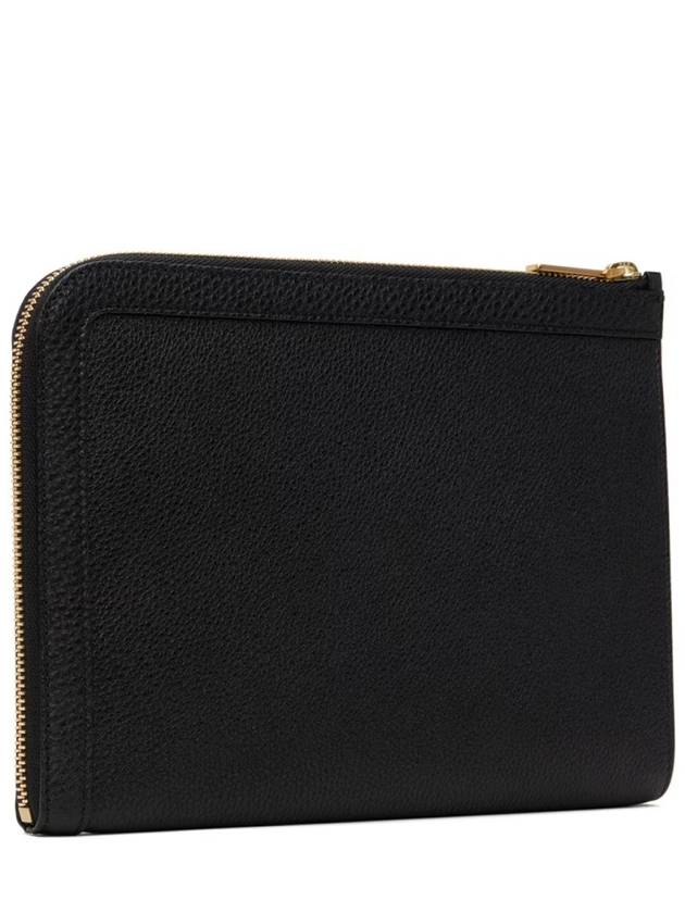 Mini Pebble Leather Gusset Clutch Bag Black - THOM BROWNE - BALAAN 5