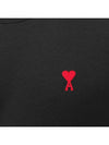 Mini Heart Embroidered Logo Short Sleeve T-Shirt Black - AMI - BALAAN 5