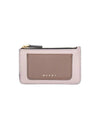 Colorblock Leather Card Wallet Brown - MARNI - BALAAN 1