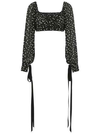 cropped dot pattern blouse black - SAINT LAURENT - BALAAN 2