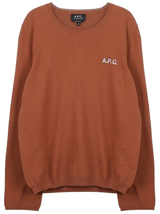 Embroidered Logo Knit Top Brown - A.P.C. - BALAAN 7