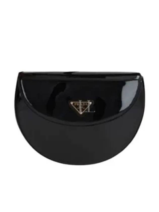 Logo Plaque Leather Cross Bag Black - PRADA - BALAAN 2