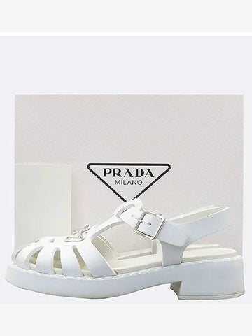 1X857M White Sporty Foam Rubber Buckle Chunky Sandals 37 240MM - PRADA - BALAAN 1