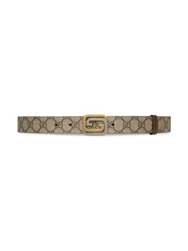 Square Interlocking GG Buckle Leather Belt Beige - GUCCI - BALAAN 3