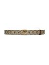 Square Interlocking GG Buckle Leather Belt Beige - GUCCI - BALAAN 3