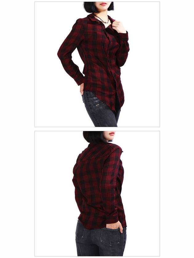 Women's Check Long Sleeve Shirt Red - ISABEL MARANT - BALAAN 4