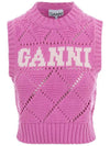 Logo Rope Short Vest Pink - GANNI - BALAAN 3