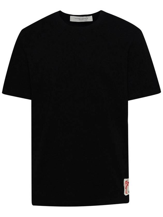 Embroidered Logo Crew Neck Short Sleeve T-Shirt Black - GOLDEN GOOSE - BALAAN 2