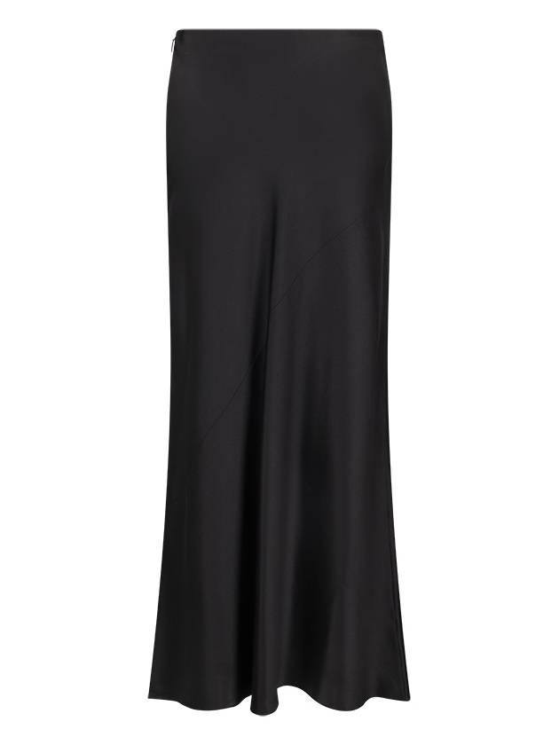 Maxi Side Zip Silk A-line Skirt Black - SAINT LAURENT - BALAAN 3