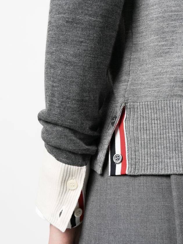 Funmix Fine 4 Bar V-neck Merino Knit Cardigan Tonal Grey - THOM BROWNE - BALAAN 7