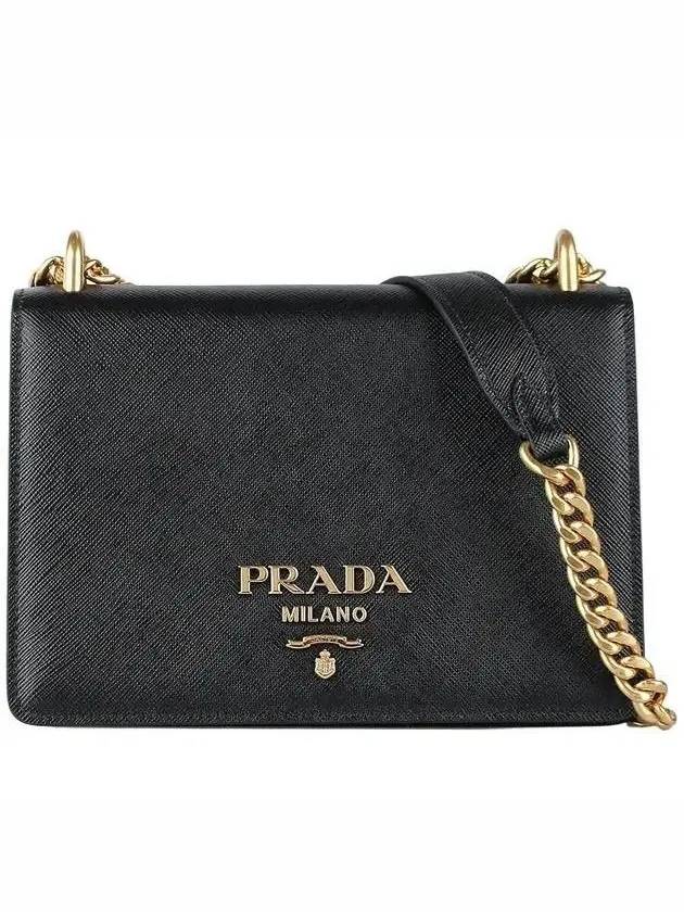 Saffiano Leather Chain Shoulder Bag Black - PRADA - BALAAN 1