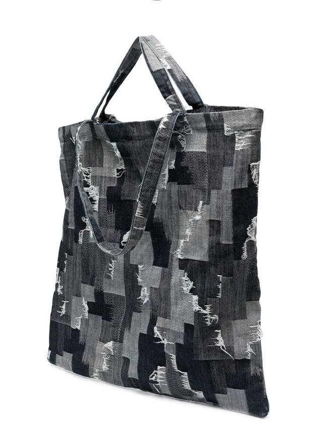 Denim Patchwork Distressed Tote Bag - MARCELO BURLON - BALAAN 6