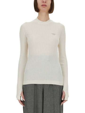 Fendi Wool And Silk Sweater - FENDI - BALAAN 1