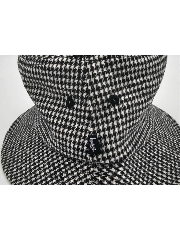 Stock Houndstooth Bucket Hat Black - STUSSY - BALAAN 5