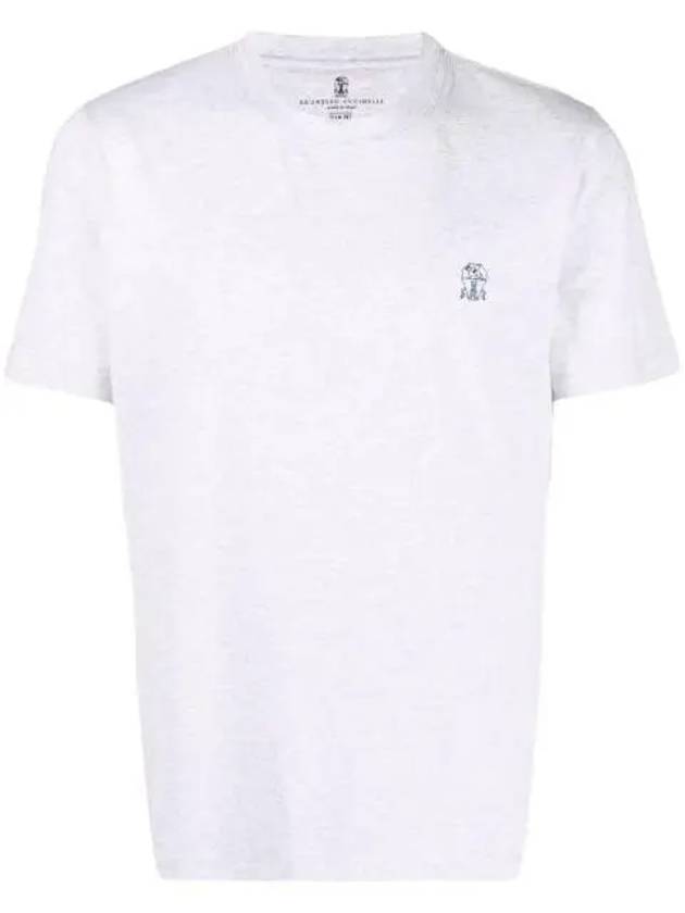 Logo Print Short Sleeve T-Shirt Grey - BRUNELLO CUCINELLI - BALAAN 1