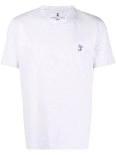 Logo Print Short Sleeve T-Shirt Grey - BRUNELLO CUCINELLI - BALAAN 1