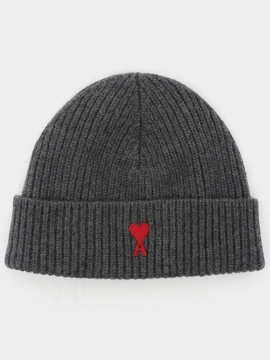 Heart Logo Wool Beanie Heather Grey - AMI - BALAAN 2