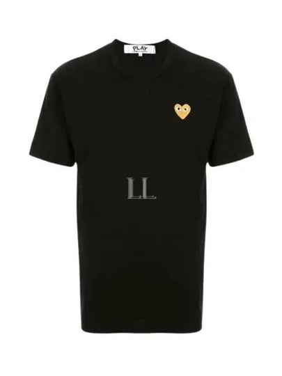 Gold Heart Wappen Short Sleeve T-Shirt Black - COMME DES GARCONS - BALAAN 2