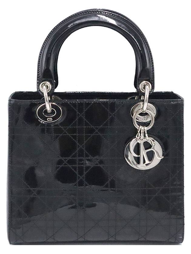 Women s Dior Christian CAL44551 Black Patent Cannage Lady Medium 2WAY gt bag Gangbuk used luxury goods - DIOR - BALAAN 4