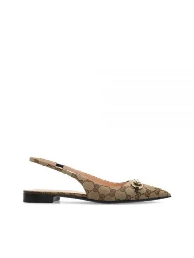 Horsebit Slingback Ballet Flat Beige Ebony - GUCCI - BALAAN 2