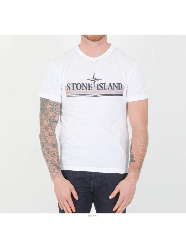 Tricromia One Print Garment Dyed Cotton Jersey Short Sleeve T-Shirt White - STONE ISLAND - BALAAN 2