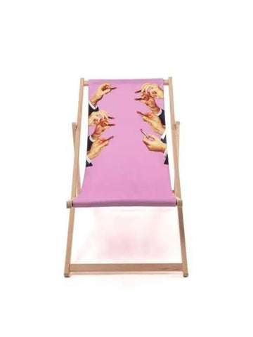 TP wooden folding deck chair lipstick pink 87x58x81H - SELETTI - BALAAN 1