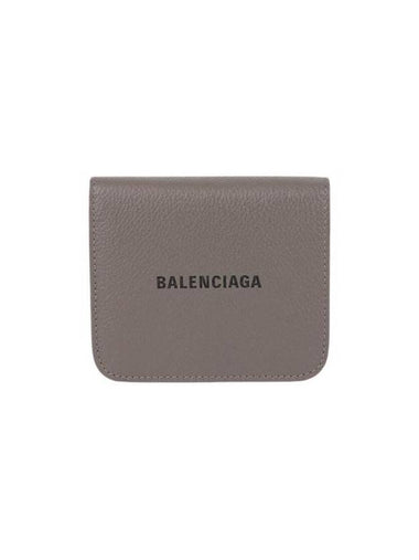 Grained calfskin cash flap coin card holder medium gray 5942161IZI31660 - BALENCIAGA - BALAAN 1