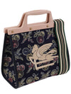 Embroided Logo Jacquard Tote Bag Navy - ETRO - BALAAN 4